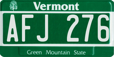 VT license plate AFJ276
