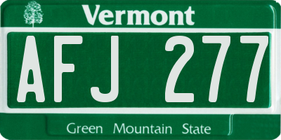 VT license plate AFJ277