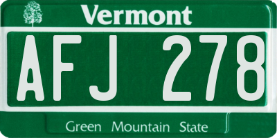 VT license plate AFJ278