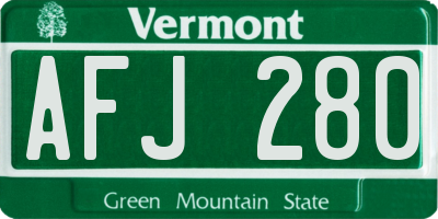 VT license plate AFJ280