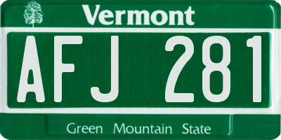 VT license plate AFJ281