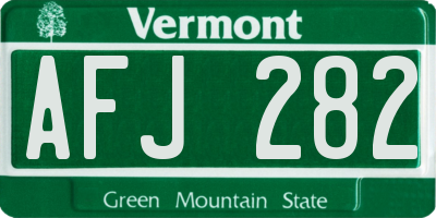 VT license plate AFJ282