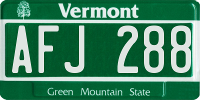 VT license plate AFJ288