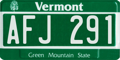 VT license plate AFJ291