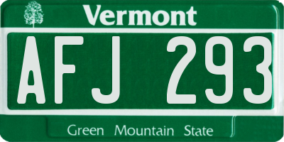 VT license plate AFJ293