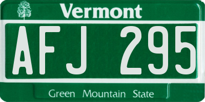 VT license plate AFJ295