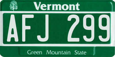 VT license plate AFJ299