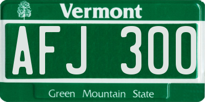 VT license plate AFJ300