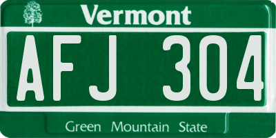 VT license plate AFJ304