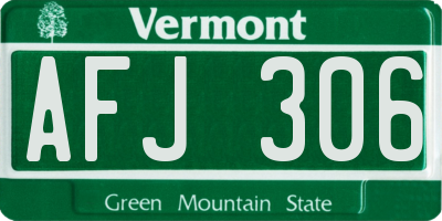 VT license plate AFJ306