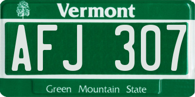 VT license plate AFJ307
