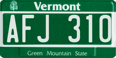 VT license plate AFJ310