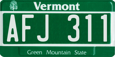 VT license plate AFJ311