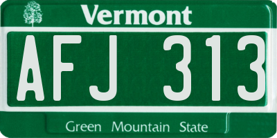 VT license plate AFJ313