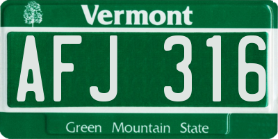 VT license plate AFJ316