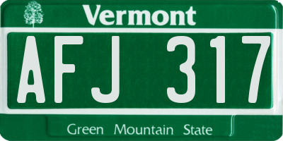 VT license plate AFJ317