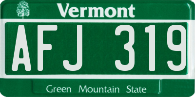 VT license plate AFJ319