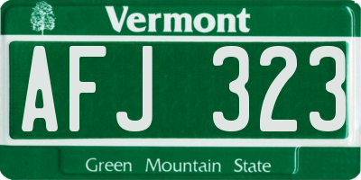 VT license plate AFJ323