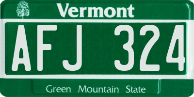 VT license plate AFJ324