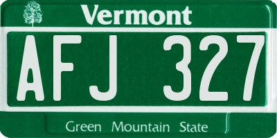 VT license plate AFJ327