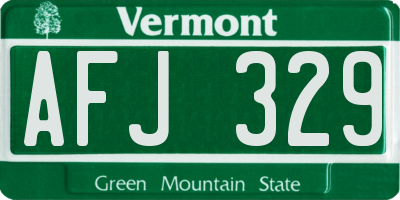 VT license plate AFJ329