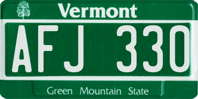 VT license plate AFJ330