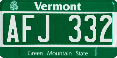 VT license plate AFJ332
