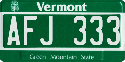 VT license plate AFJ333
