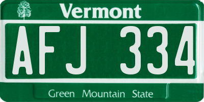 VT license plate AFJ334