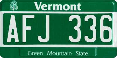 VT license plate AFJ336