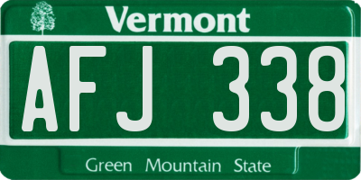 VT license plate AFJ338