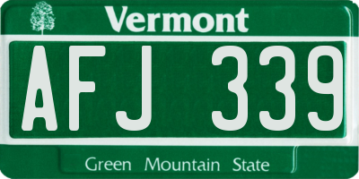 VT license plate AFJ339