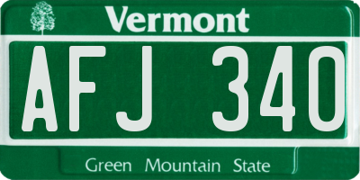 VT license plate AFJ340