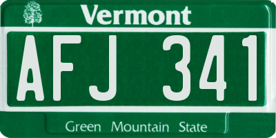 VT license plate AFJ341