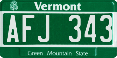 VT license plate AFJ343