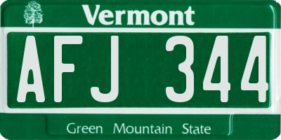 VT license plate AFJ344