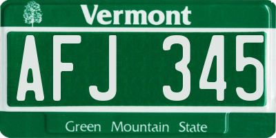 VT license plate AFJ345