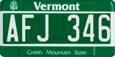 VT license plate AFJ346