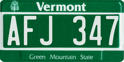VT license plate AFJ347