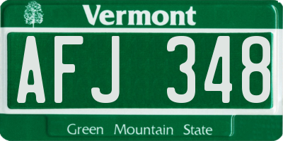 VT license plate AFJ348