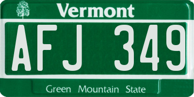 VT license plate AFJ349
