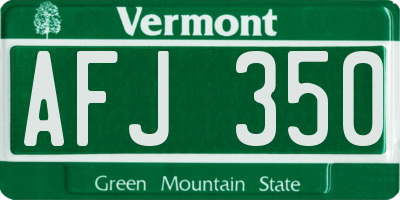 VT license plate AFJ350