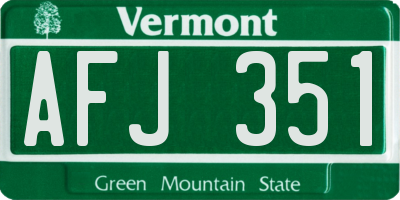 VT license plate AFJ351