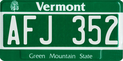 VT license plate AFJ352
