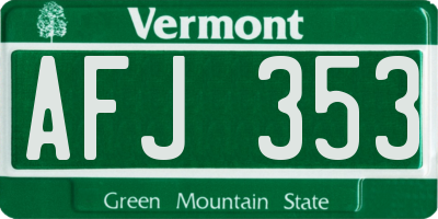 VT license plate AFJ353