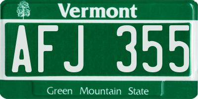VT license plate AFJ355