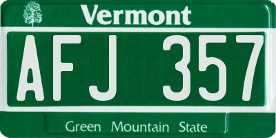 VT license plate AFJ357