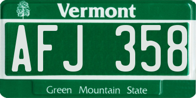 VT license plate AFJ358