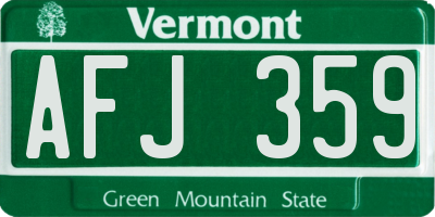 VT license plate AFJ359