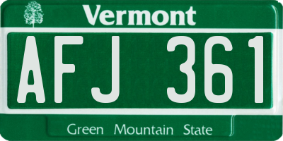 VT license plate AFJ361